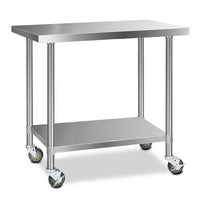 Thumbnail for Cefito 1219x610mm Stainless Steel Kitchen Bench with Wheels 304