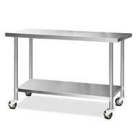 Thumbnail for Cefito 1524x610mm Stainless Steel Kitchen Bench with Wheels 304