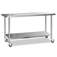 Thumbnail for Cefito 1829x610mm Stainless Steel Kitchen Bench with Wheels 304