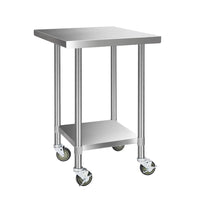 Thumbnail for Cefito 760x760mm Stainless Steel Kitchen Bench with Wheels 430