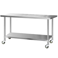 Thumbnail for Cefito 1829x760mm Stainless Steel Kitchen Bench with Wheels 430