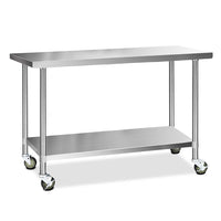 Thumbnail for Cefito 1524x610mm Stainless Steel Kitchen Bench with Wheels 430