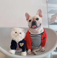 Thumbnail for Heart Embroidery Dog Cardigan - Navy-1