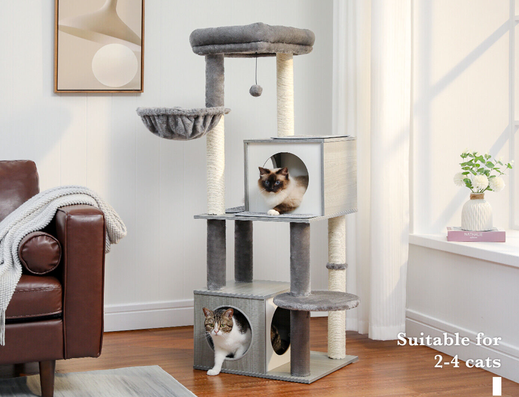 Modern 130cm Cat Condo House - Grey-1