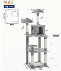 Thumbnail for Soft Plush 160cm Cat Scratch Post in Grey-1