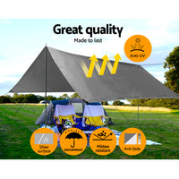 Thumbnail for Instahut Tarp Tarpaulin 3.6x7.3m Canvas Camping Heavy Duty Sun Cover