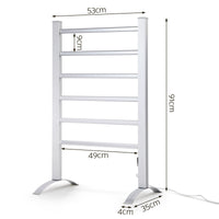 Thumbnail for Devanti Electric Heated Towel Rail Rack 6 Bars Freestanding Clothes Dry Warmer