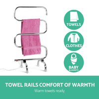 Thumbnail for Devanti Electric Heated Towel Rail Rack 5 Bars Freestanding Clothes Dry Warmer