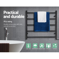 Thumbnail for Devanti Electric Heated Towel Rail Rack 5 Bars Wall Mounted Clothes Dry Warmer