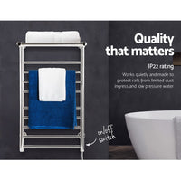 Thumbnail for Devanti Electric Heated Towel Rail Rack 14 Bars Wall Mounted Clothes Dry Warmer