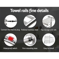 Thumbnail for Devanti Electric Heated Towel Rail Rack 14 Bars Wall Mounted Clothes Dry Warmer