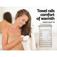 Thumbnail for Devanti Electric Heated Towel Rail Rack 14 Bars Wall Mounted Clothes Dry Warmer