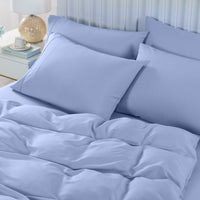 Thumbnail for Royal Comfort 2000TC 6 Piece Bamboo Sheet & Quilt Cover Set Cooling Breathable - King - Light Blue