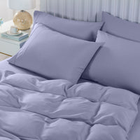 Thumbnail for Royal Comfort 2000TC 6 Piece Bamboo Sheet & Quilt Cover Set Cooling Breathable - King - Lilac Grey