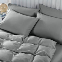 Thumbnail for Royal Comfort 2000TC 6 Piece Bamboo Sheet & Quilt Cover Set Cooling Breathable - Queen - Grey