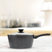 Thumbnail for Stone Chef Forged Saucepan With Lid Cookware Kitchen Black 20cm