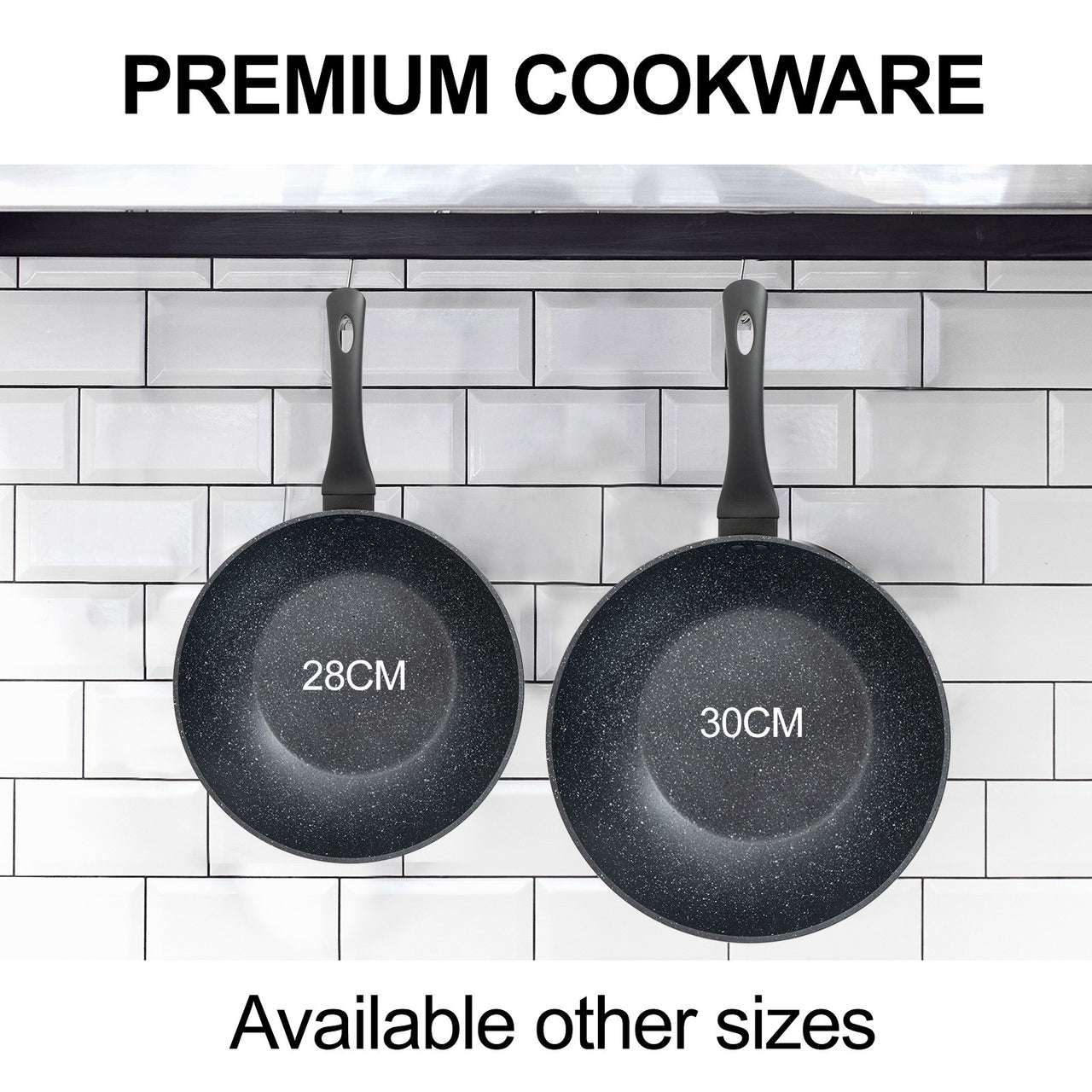 Stone Chef Forged Wok Non Stick Cookware Kitchen Black 30cm