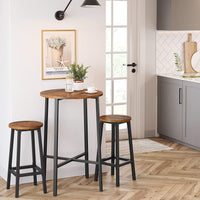 Thumbnail for Set of 2 Bar Stools with Sturdy Steel Frame Rustic Brown and Black 65 cm Height