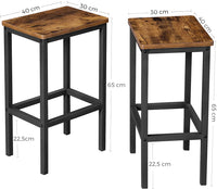 Thumbnail for Bar Set Stools of 2 Bar Chairs, Rustic Brown