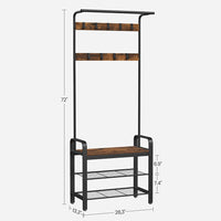 Thumbnail for Vintage Coat Rack Shoe Bench, Wood Look Accent Furniture and Metal Frame