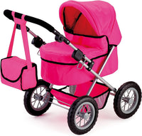 Thumbnail for Foldable Dolls Pram with Height-Adjustable Handle and Shoulder Bag, Stable, Pink