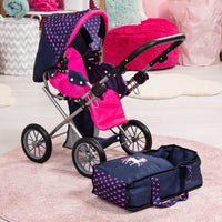 Thumbnail for Baby Doll City Star Pram in Polka Dots, Blue and Pink