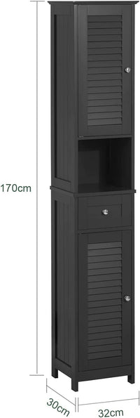 Thumbnail for Freestanding Tall Bathroom Cabinet 170 x 32 x 30 cm (Black)