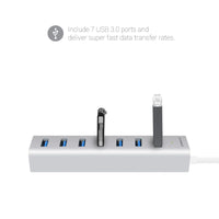 Thumbnail for mbeat 7-Port USB 3.0 Aluminum Slim Hub With Power For PC and MAC