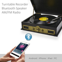 Thumbnail for mbeat Vintage Wood Turntable with Bluetooth Speaker, AM/FM Radio