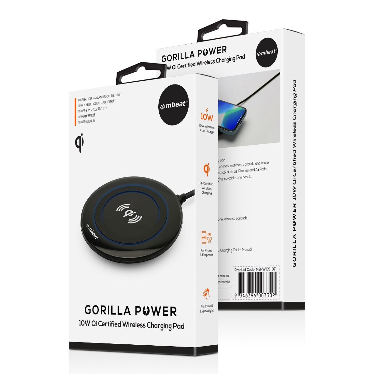 mbeat Gorilla Power 10W Qi Certified Wireless Charging Pad