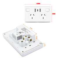 Thumbnail for 5PCS Double Power Point Dual USB+Type-C GPO Fast Charge 3.6 amp Wall Outlet