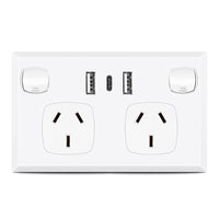 Thumbnail for 5PCS Double Power Point Dual USB+Type-C GPO Fast Charge 3.6 amp Wall Outlet