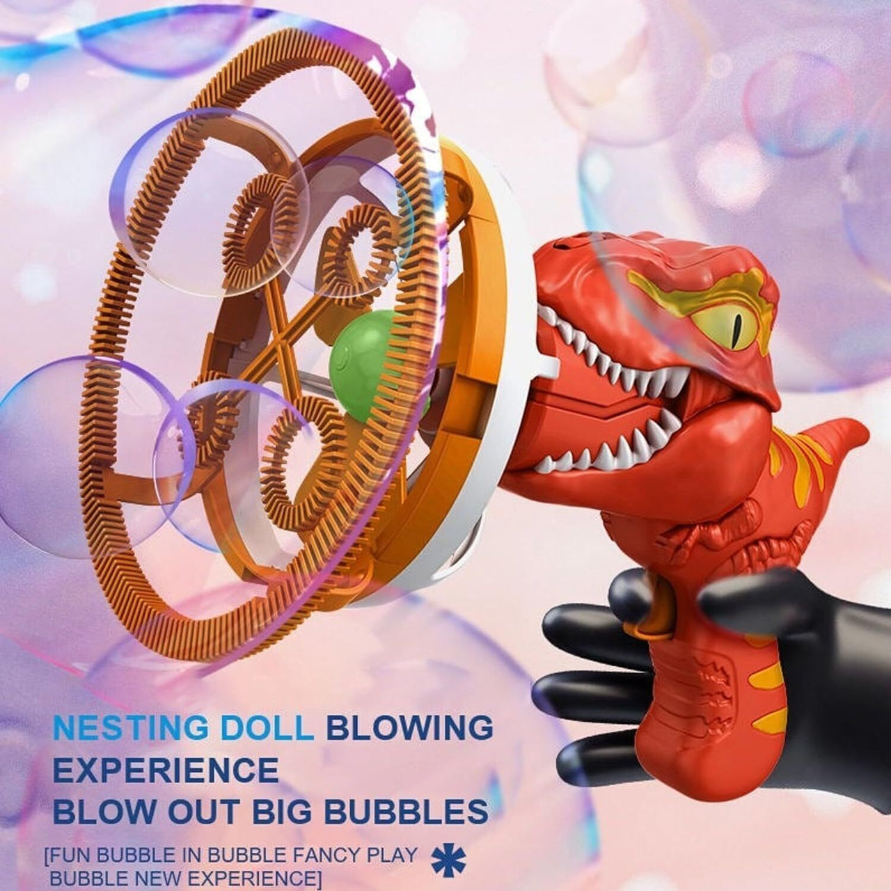 Red gift Bubble Gun Automatic Bazooka Soap Water Bubble Machine Toy Electric Fan kid