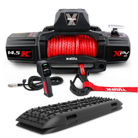 Thumbnail for X-BULL 12V Electric Winch 14500LBS synthetic rope with Recovery Tracks Gen2.0 Black