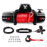 Thumbnail for X-BULL 12V Electric Winch 14500LBS synthetic rope with Recovery Tracks Gen2.0 Black