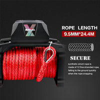 Thumbnail for X-BULL 12V Electric Winch 14500LBS synthetic rope with Recovery Tracks Gen2.0 Black