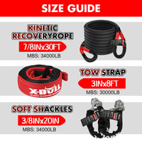 Thumbnail for X-BULL 4WD Recovery Kit 15PCS Winch Recovery track Kinetic Rope Snatch Strap 4X4