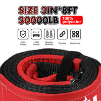 Thumbnail for X-BULL 4WD Recovery Kit 15PCS Winch Recovery track Kinetic Rope Snatch Strap 4X4