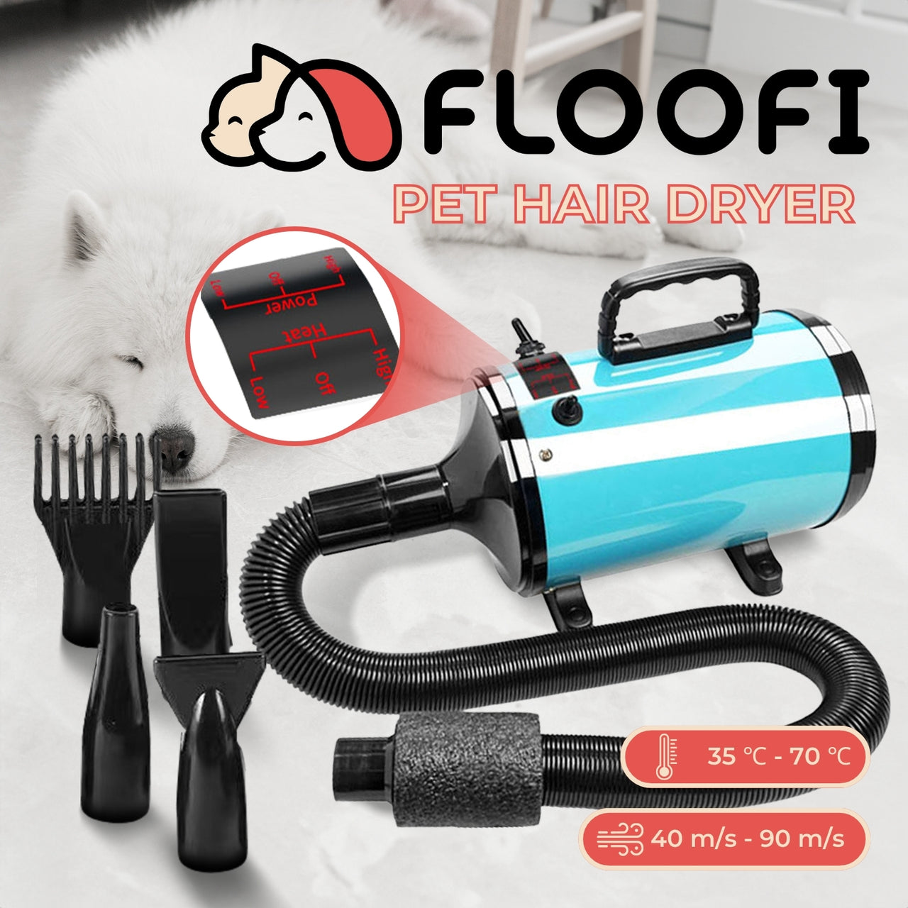 Floofi Pet Hair Dryer Basic (Blue) FI-PHD-103-DY