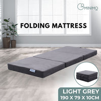 Thumbnail for GOMINIMO 3 Fold Folding Mattress Single Light Grey