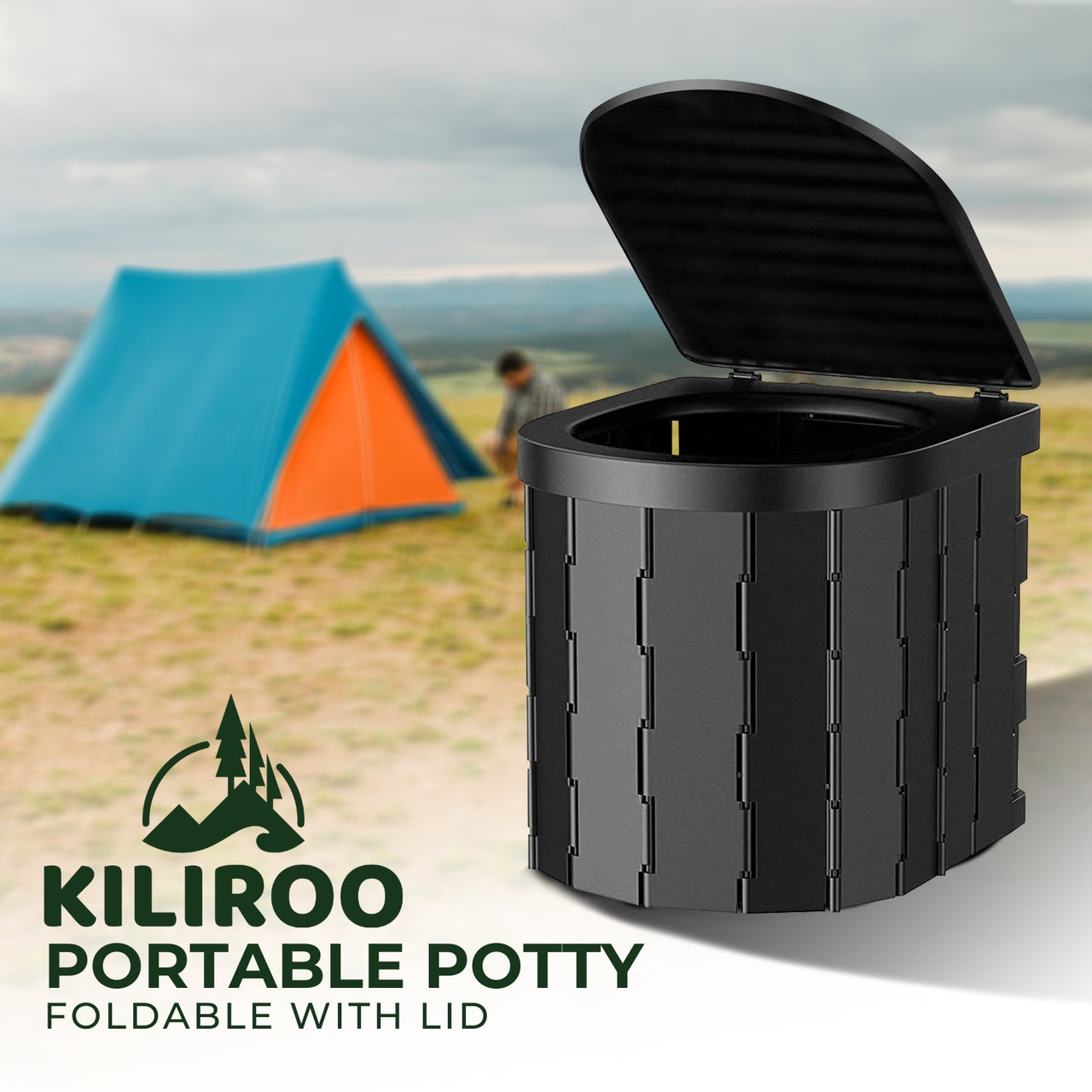 KILIROO Portable Foldable Potty With Lid (Black)