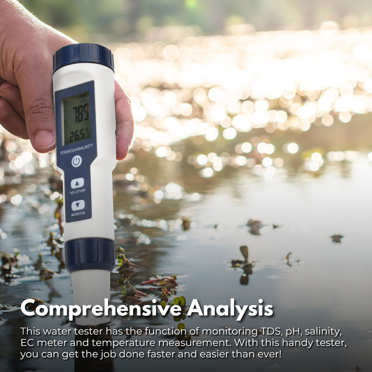 NOVEDEN 5 in 1 Digital Water Quality Test Meter(White+Blue)NE-PHM-100-JQ