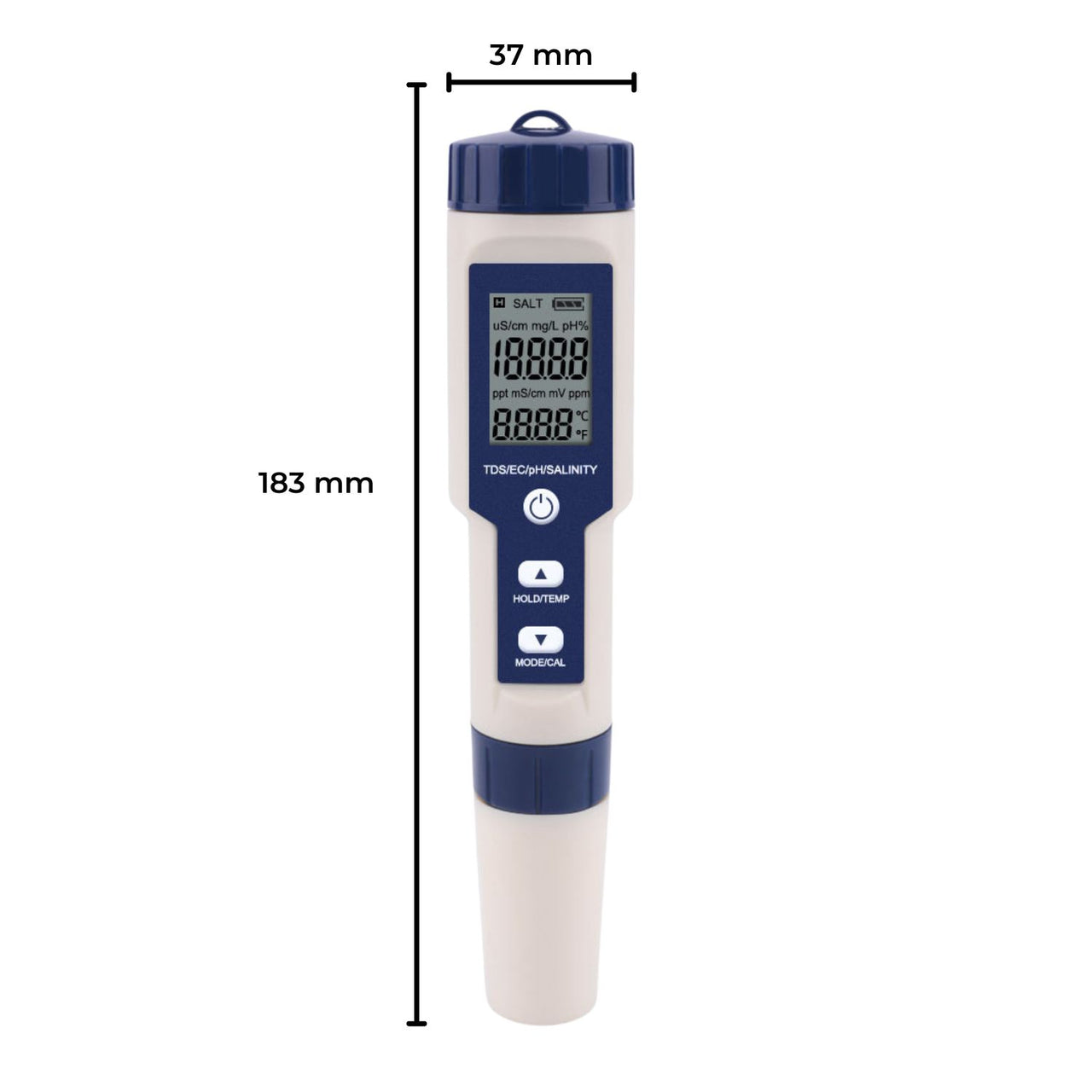 NOVEDEN 5 in 1 Digital Water Quality Test Meter(White+Blue)NE-PHM-100-JQ