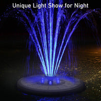 Thumbnail for NOVEDEN Solar Fountain Water Pump for Bird Bath with RGB Color LED Lights (Black) NE-SPWF-102-SY