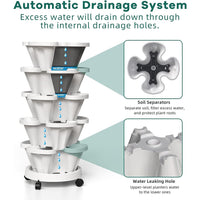 Thumbnail for NOVEDEN 5 Tier Stacking Planter Vertical Garden with Heavy Duty Trolley Wheels (45cm) NE-SP-100-TE