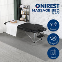 Thumbnail for ONIREST 2 Fold Adjustable Portable Massage Bed (Black)