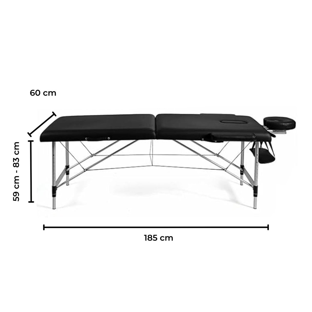 ONIREST 2 Fold Adjustable Portable Massage Bed (Black)