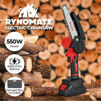 Thumbnail for RYNOMATE Mini Handheld 6 Inch Cordless Electric Chainsaw RNM-MEC-100-XB