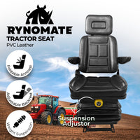 Thumbnail for RYNOMATE Adjustable Suspension Seat with Foldable Armrest for Heavy Machinery (Black) RNM-TS-100-YF