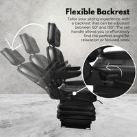 Thumbnail for RYNOMATE Adjustable Suspension Seat with Foldable Armrest for Heavy Machinery (Black) RNM-TS-100-YF